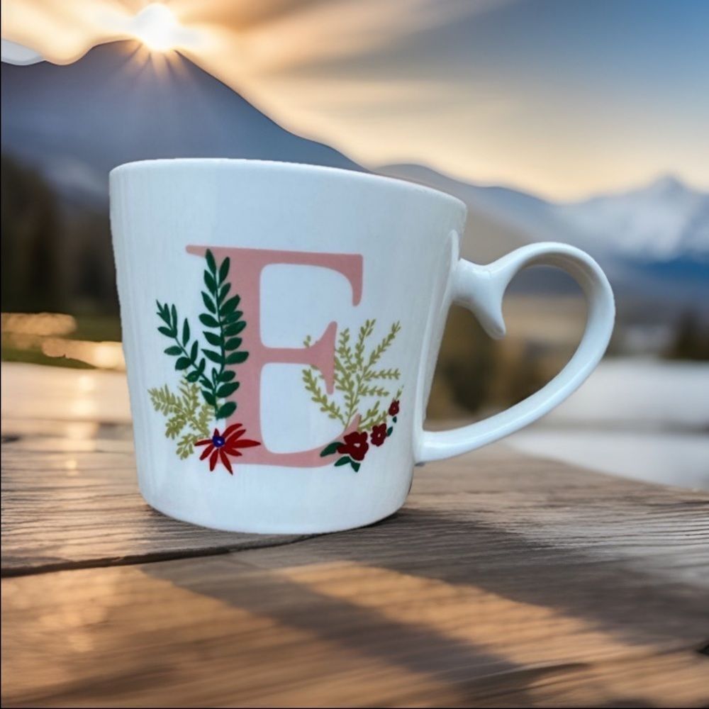 Opalhouse Floral Letter (E) Ceramic Coffee Mug